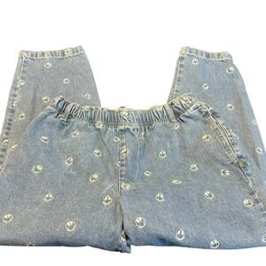 BDG Urban Outfitters Smiley Face Denim Jeans | Women’s L | Light Wash Pull-On
